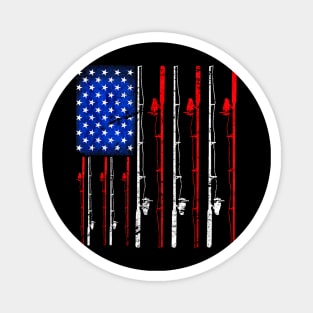 American Flag Fishing Rod Fishing Lover Magnet